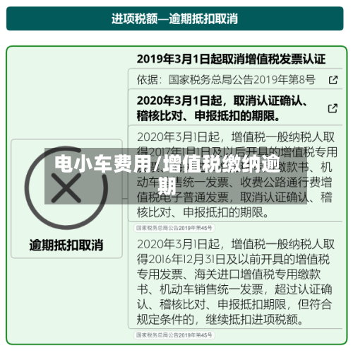 电小车费用/增值税缴纳逾期