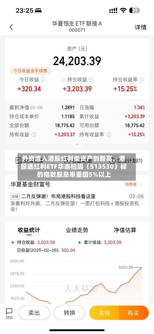 外资流入港股红利类资产创新高，港股通红利ETF华泰柏瑞（513530）标的指数股息率重回5%以上-第2张图片